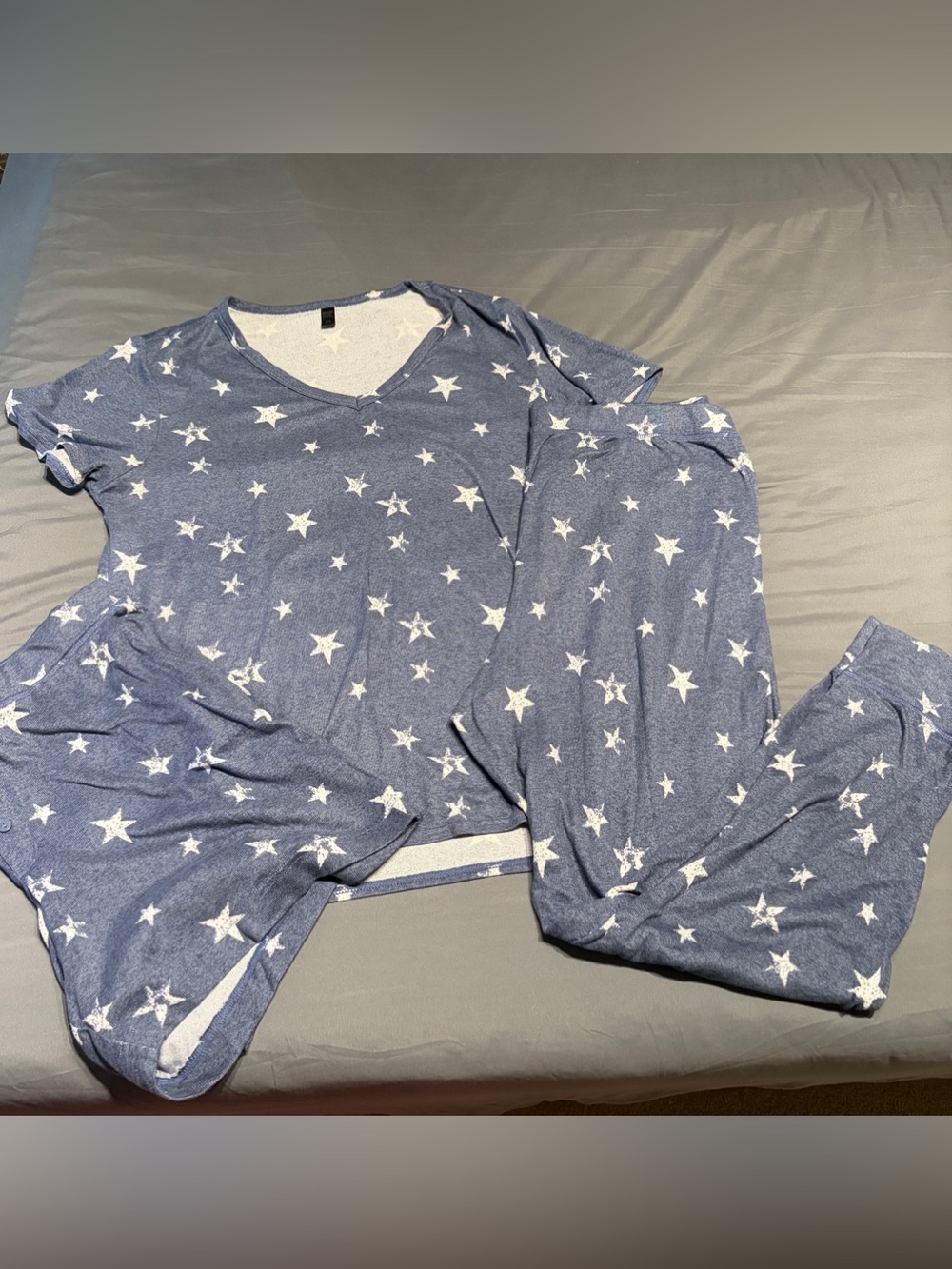 32 Degrees Cool 3pc Pajama Set Womens XL Blue White Star Top Pants Shorts